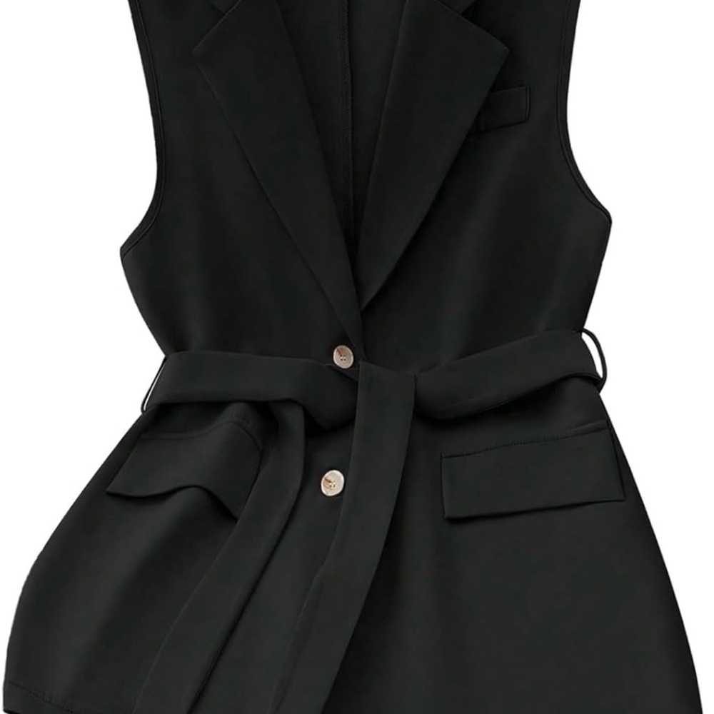 Black Sleeveless Blazer Vest
